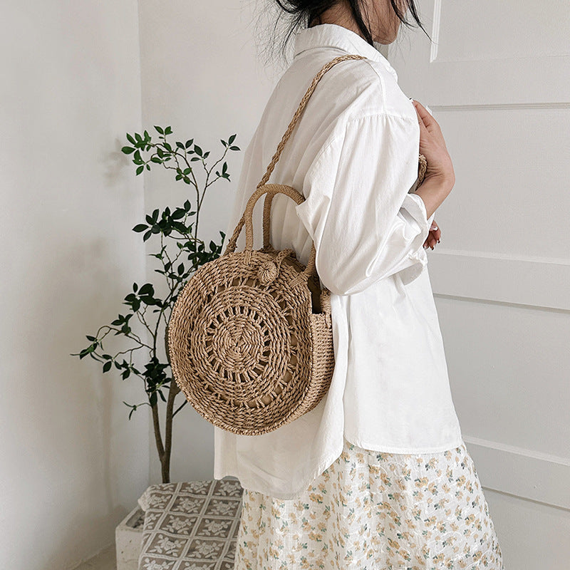 ZLLKL 2025 new woven bag wholesale simple ethnic style large capacity handbag lightweight trend shoulder messenger bag