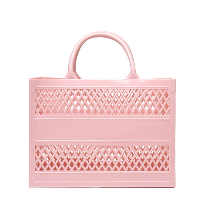 ZLLKL 2025 Trendy PVC Barbie Jelly Bag ins Beach Bag Large Capacity Storage Hollow Beach Bag Shopping Basket Portable Customization