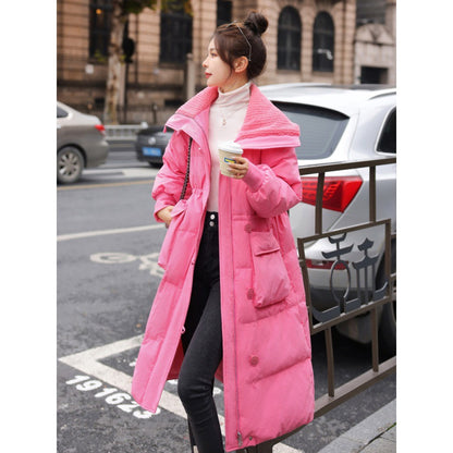 Popular 2023 winter clothes new milk whirring shawl down jacket women's medium and long over-the-knee thickened trendy thin coat