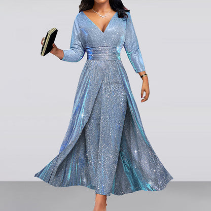 2025 Popular trade  banquet dress skirt ins double-sided pendulum sequined large skirt tube top sexy fashion jumpsuit