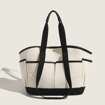 ZLLKL 2025 Maternal and infant bag  Japanese and Korean new color matching canvas mommy bag large capacity multi-compartment single shoulder portable tote bag women
