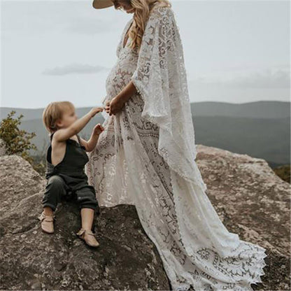 Spring and summer 2022 new Popular, 2025, New Popular trade  pregnant mother pregnant woman fluffy big pendulum lace dress long dress
