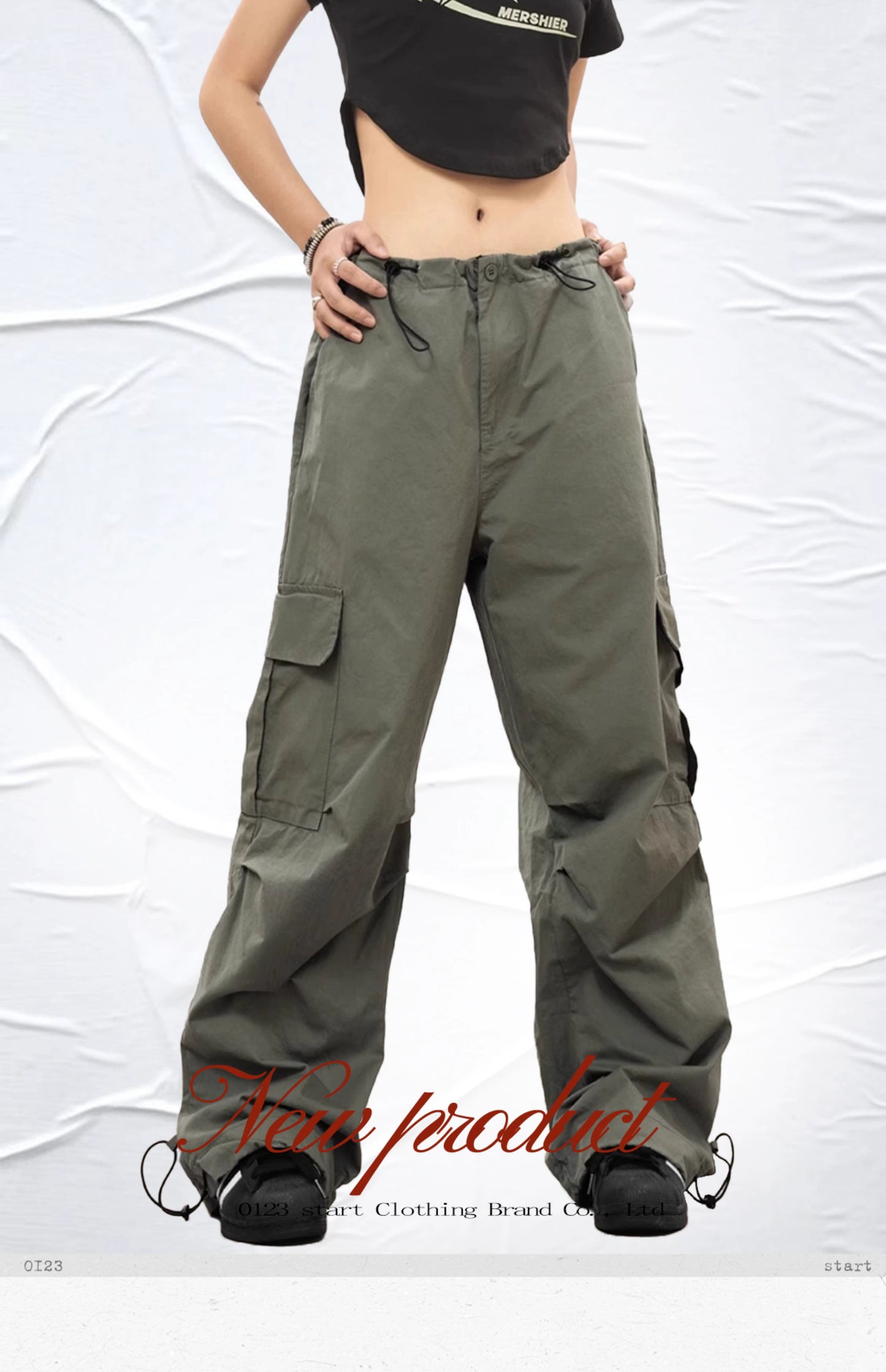 0123Start  street babes multi-pocket overalls neutral white wide-leg slim casual trousers women
