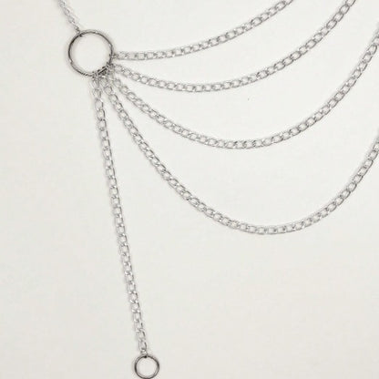 FB3415 2025 waist chain simple small ring connected multi-layer wave fringe pendulum chain waist chain waist decoration