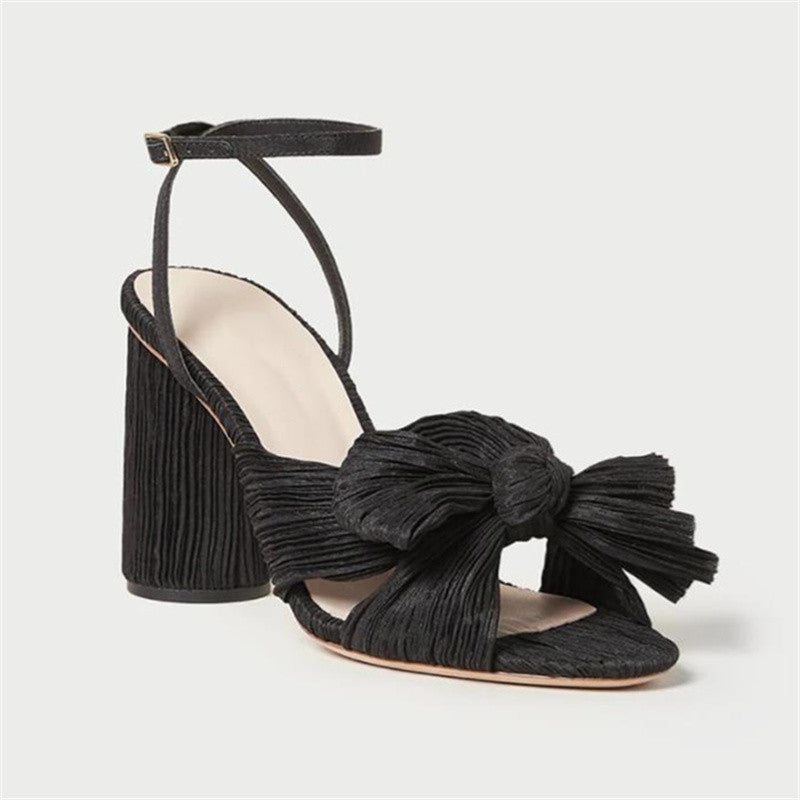 ZllKl  Dropshopping Summer Open Toed Bow 40-47 High Heels Party Dress Wedding Women's Sandals