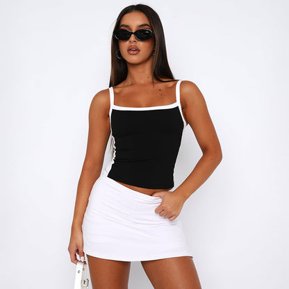 2025 M23SK772  women's clothing summer new solid color casual navel elastic belt loose sports short skirt