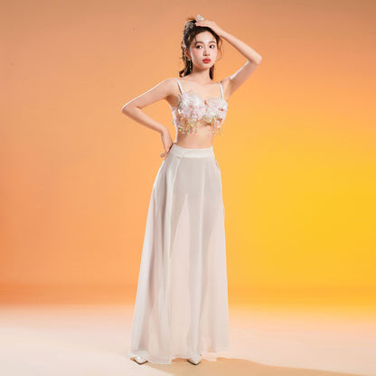 2025 G117/Night show women's sexy dress chiffon fairy gas perspective evening dress hand-sewn flower technician work clothes