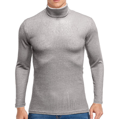 ZLLKL 2025 New men's sweater autumn and winter turtleneck warm bottoming shirt, Popular trade men's long-sleeved t-shirt  knitted sweater