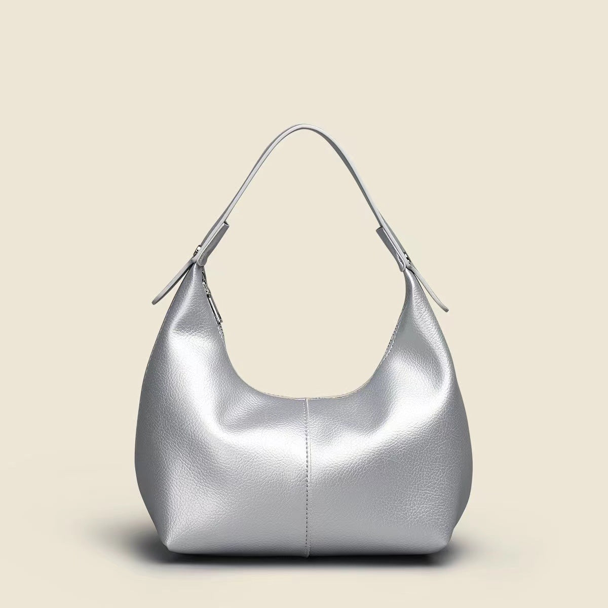 ZLLKL 2025 Korean version of casual lychee pattern armpit bag women's popular fashion casual soft leather dumpling bag simple shoulder portable women's bag