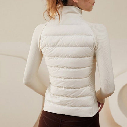 ELLE White Duck Down Autumn and Winter Running Yoga Clothing Top Light and Thin Bottom Warm Jacket Sports Down Jacket Women