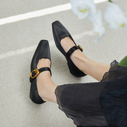2025  Quiet luxury style silk square head single shoes women's low thick heel new comfortable commuting temperament women's shoes