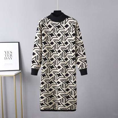 ZllKl European Station New autumn and winter new models with coat temperament base knitted dress women's fashion sweater skirt
