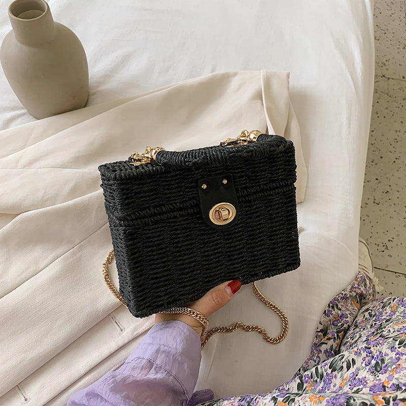 ZLLKL 2025 new woven bag retro simple handbag wholesale ins style fashion trend single shoulder crossbody rattan woven bag
