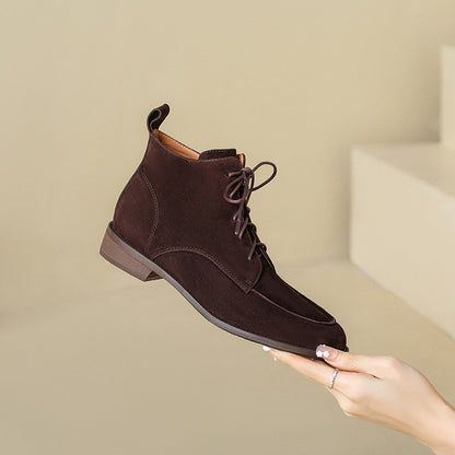 2025  Martin boots women's popular new matte retro boots thick heel lace-up high-end small short boots women's autumn and winter