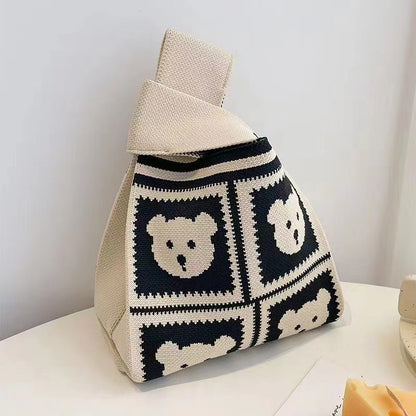 ZllKl  Knitted Bag with Hand Gift Bag Handbag Rabbit Hand Bag Ins Large Capacity Gift Bag Small Handbag Wrist