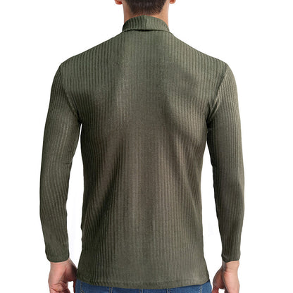 ZLLKL 2025 New men's sweater autumn and winter turtleneck warm bottoming shirt, Popular trade men's long-sleeved t-shirt  knitted sweater