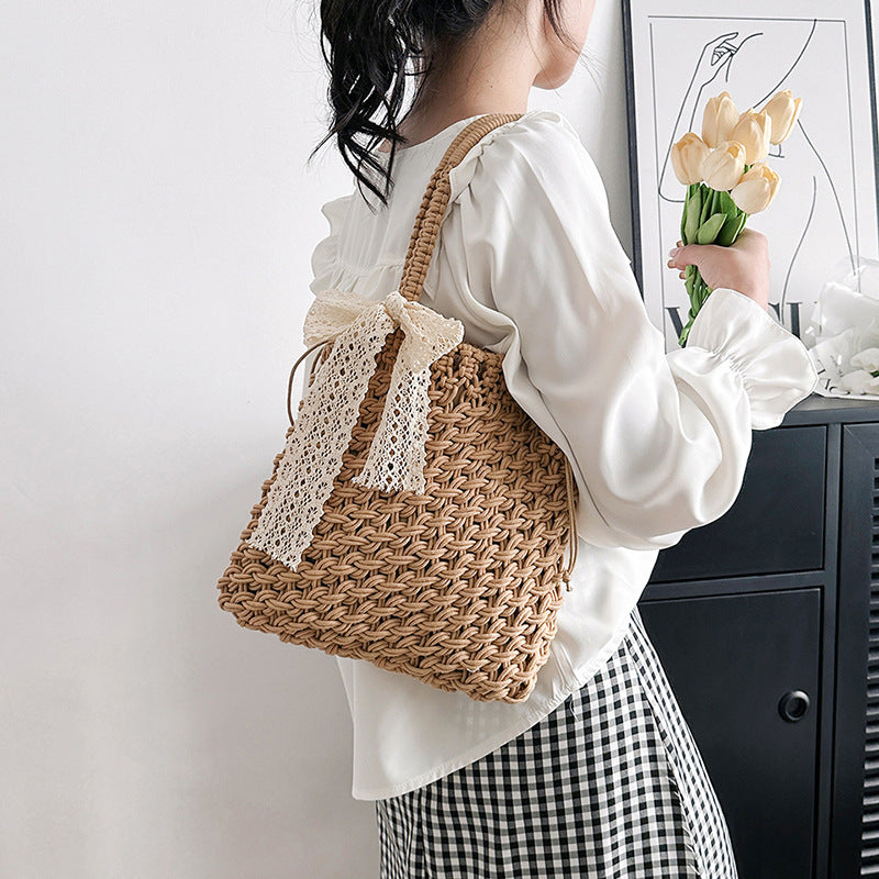 ZLLKL 2025Internet celebrity shoulder bag women's bag straw bag  new trendy leisure bag woven beach bag portable messenger bag