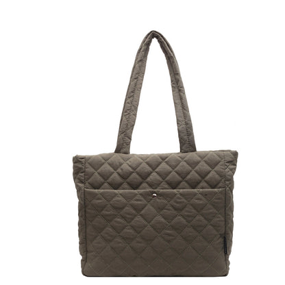 2025 ZLLKL Korean version of fashion diamond shoulder bag popular new retro casual tote bag versatile large capacity simple shopping bag