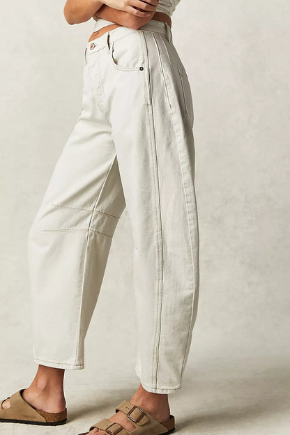 In Stock 2025  Best Seller in Europe and America in Stock Wide Leg Loose Jeans Women's Washed Denim K306