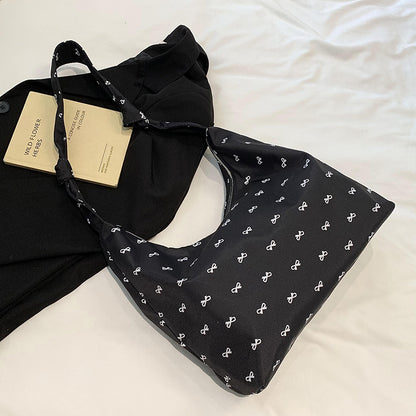 2025 ZLLKL Korean version of fashionable nylon shoulder bag popular new small fresh bow tote bag simple Popular style underarm bag women