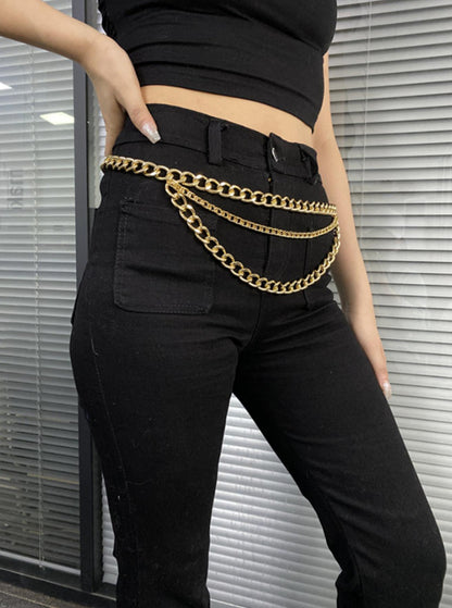 3560 2025 waist chain high-end luxury high-quality metal chain connected multiple wave waist chain waist jewelry