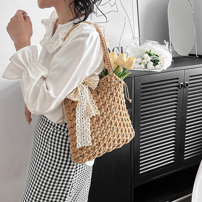 ZLLKL 2025Internet celebrity shoulder bag women's bag straw bag  new trendy leisure bag woven beach bag portable messenger bag