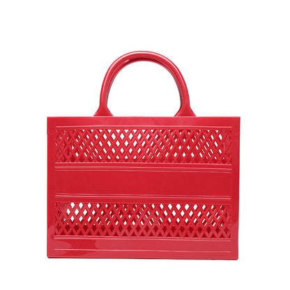 ZLLKL 2025 Trendy PVC Barbie Jelly Bag ins Beach Bag Large Capacity Storage Hollow Beach Bag Shopping Basket Portable Customization