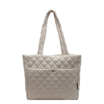 2025 ZLLKL Korean version of fashion diamond shoulder bag popular new retro casual tote bag versatile large capacity simple shopping bag