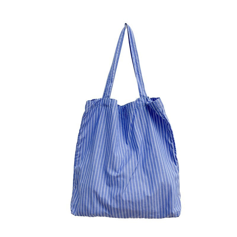2025 ZLLKL Korean version of fashion striped tote bag popular new lazy wind large capacity simple shoulder bag small fresh shopping bag