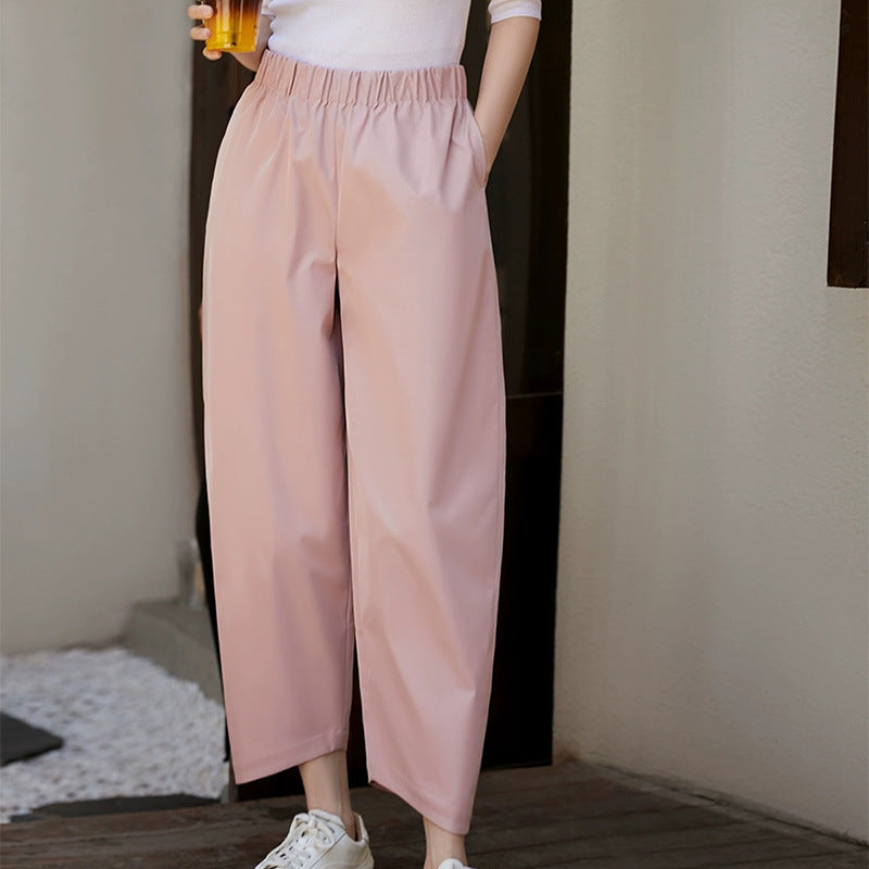 2025 Nine-point pea pants Shu non-picking leg-shaped curved air feeling loose nine-point casual pants women's Harlan pants summer women's clothing