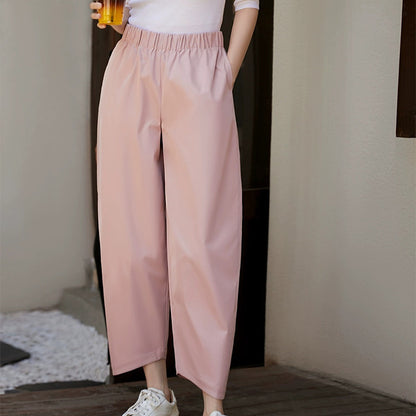 2025 Nine-point pea pants Shu non-picking leg-shaped curved air feeling loose nine-point casual pants women's Harlan pants summer women's clothing