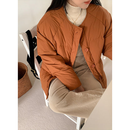 GIERRT Edinburgh, white duck down fur collar scarf down jacket women's autumn bread jacket loose atmosphere coat