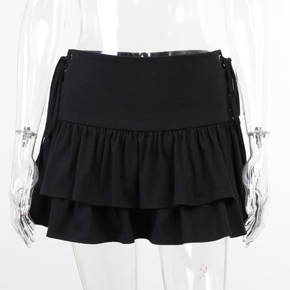 ZllKl  Qy21034 Autumn New Hot Girl Sexy Slim Side Waist Belt Skirt Women Fashion Women's Wear Short Skirt