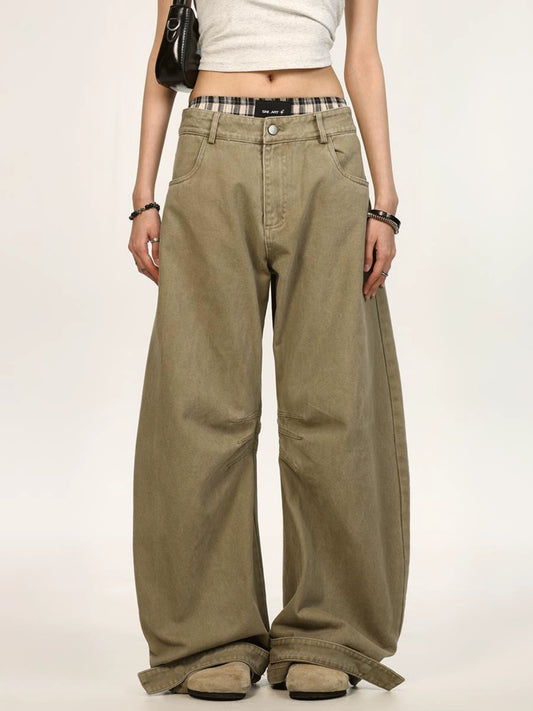 0123Start retro pleated scimitar wide-leg pants men's and women's loose n trendy brand vintage casual overalls
