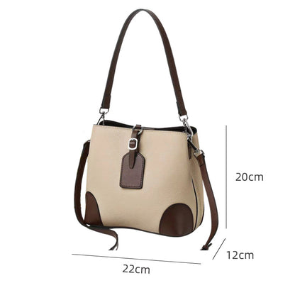Contrasting color bucket bag  new commuter leather women's bag fashion high sense versatile shoulder messenger bag bag bag 9816