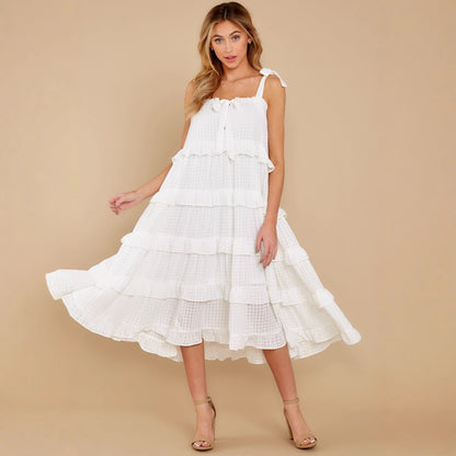 2020 spring and summer new 2025 Popular trade women's clothing independent station sleeveless flat collar big pendulum loose dress long dress new