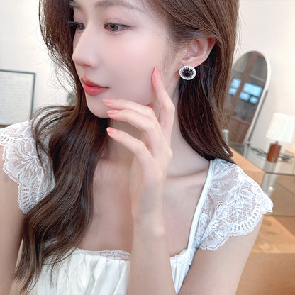 2025 S925 Silver Needle Temperament Earrings New Retro High-end National Style Earrings Advanced Sense New Chinese Exquisite Round Earrings