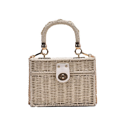 ZLLKL 2025 new woven bag retro simple handbag wholesale ins style fashion trend single shoulder crossbody rattan woven bag