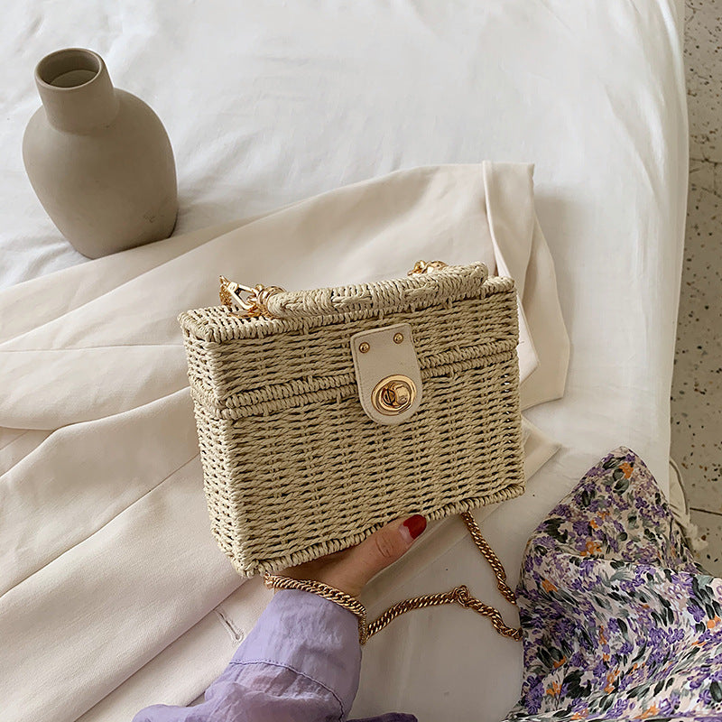 ZLLKL 2025 new woven bag retro simple handbag wholesale ins style fashion trend single shoulder crossbody rattan woven bag
