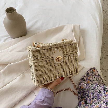 ZLLKL 2025 new woven bag retro simple handbag wholesale ins style fashion trend single shoulder crossbody rattan woven bag