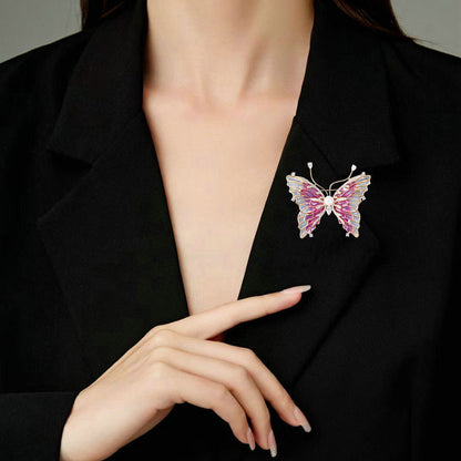 2025 High-end temperament cardigan buckle coat accessories suit pin female Chinese style collar buckle corsage dripping butterfly brooch female