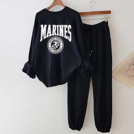 ZllKl Salt fried street sportswear suit women's spring and autumn new black velvet sweater fashion two-piece set thin small man