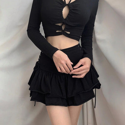 ZllKl  Qy21034 Autumn New Hot Girl Sexy Slim Side Waist Belt Skirt Women Fashion Women's Wear Short Skirt