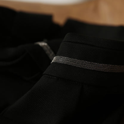 2025 Elastic slightly pulled casual pants, magic thin, bead chain waist wide-leg pants drooping feeling  Japanese women's trousers