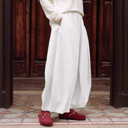 Angora red pants women's casual, literary drawstring waist wide-leg pants, bloomers women's autumn trousers B0932