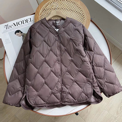 Autumn and winter new women's clothing light down jacket casual jacket corrugated inside stacked inside shirt 450453