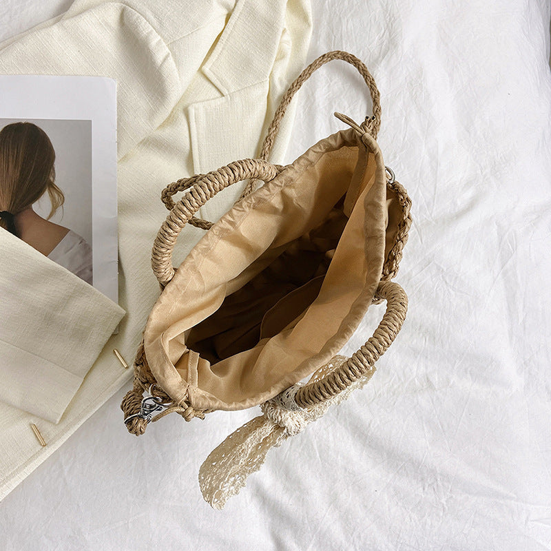 ZLLKL 2025Hollow woven bag Popular trade  summer new women's bag hand-held mesh pocket vacation straw bag beach shoulder bag