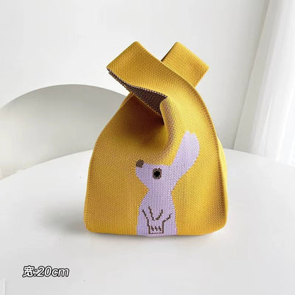 ZllKl  Knitted Bag with Hand Gift Bag Handbag Rabbit Hand Bag Ins Large Capacity Gift Bag Small Handbag Wrist