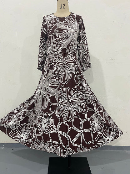 ZllKl  European American Summer New Fashion 3/4 Sleeves Printing Costs Dress More