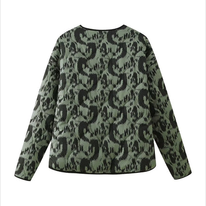 ZA women's A cross-border women's clothing European and American ins style  autumn and winter animal pattern printing round neck light cotton jacket women